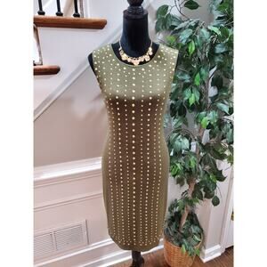 Philosophy Women's Green Rayon Round Neck Sleeveless Knee Length Dress Large
